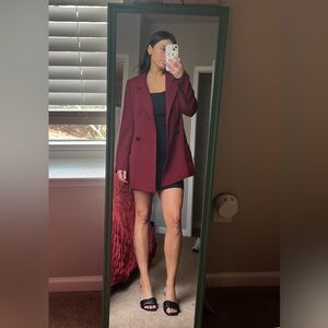 Zara maroon collared blazer jacket